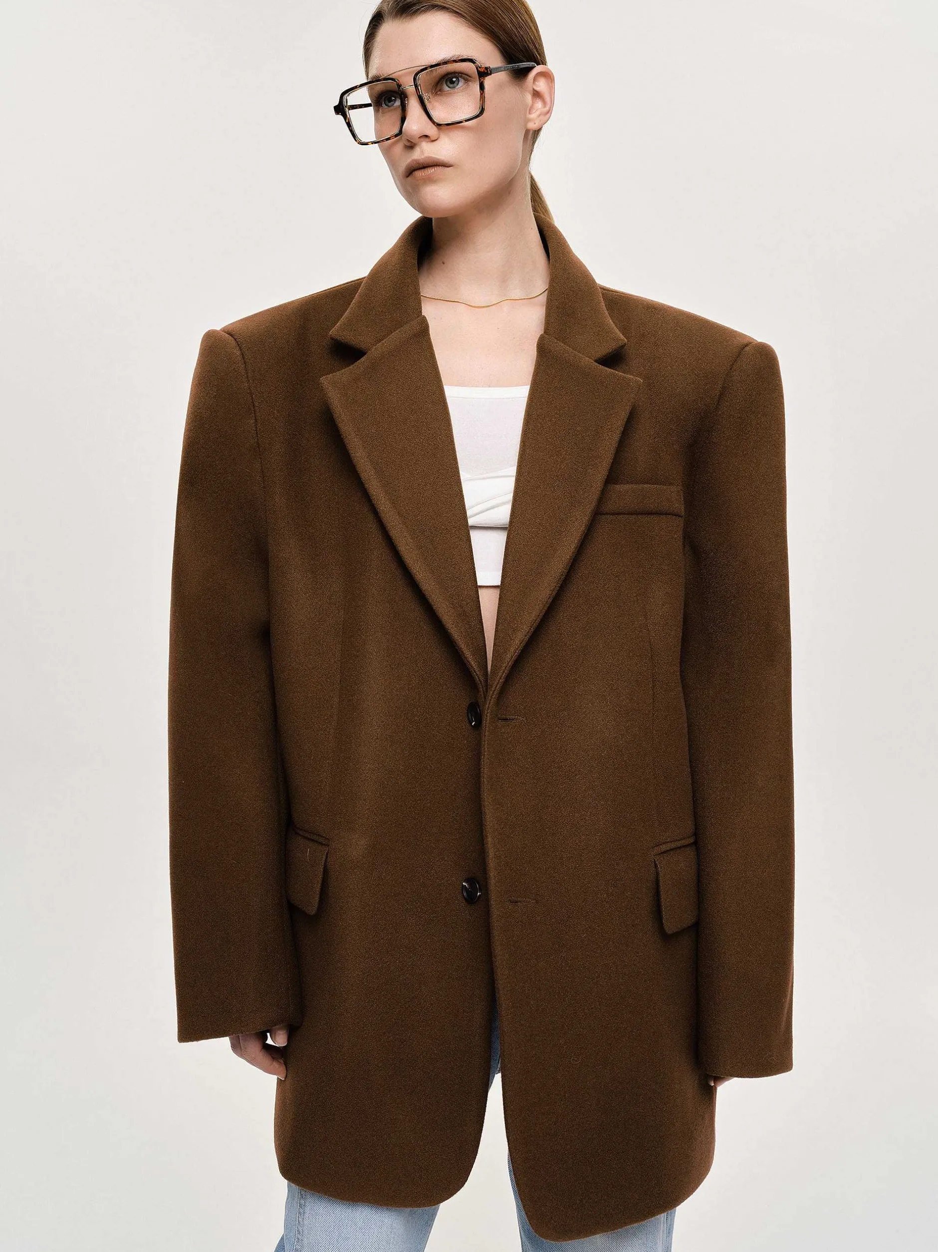 Accessories-Source Unknown Hayk Oversized Boyfriend Blazer, Java