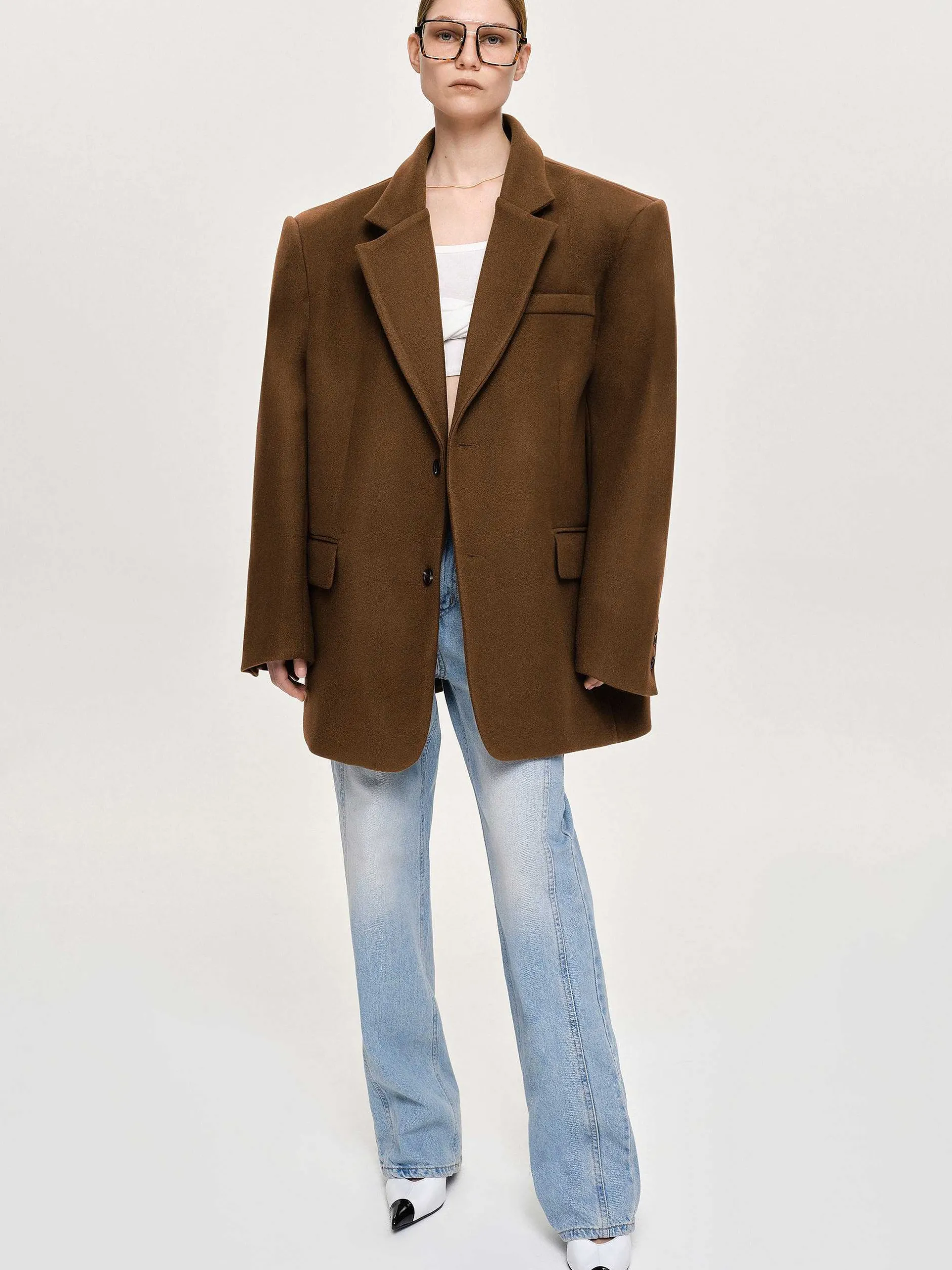 Accessories-Source Unknown Hayk Oversized Boyfriend Blazer, Java