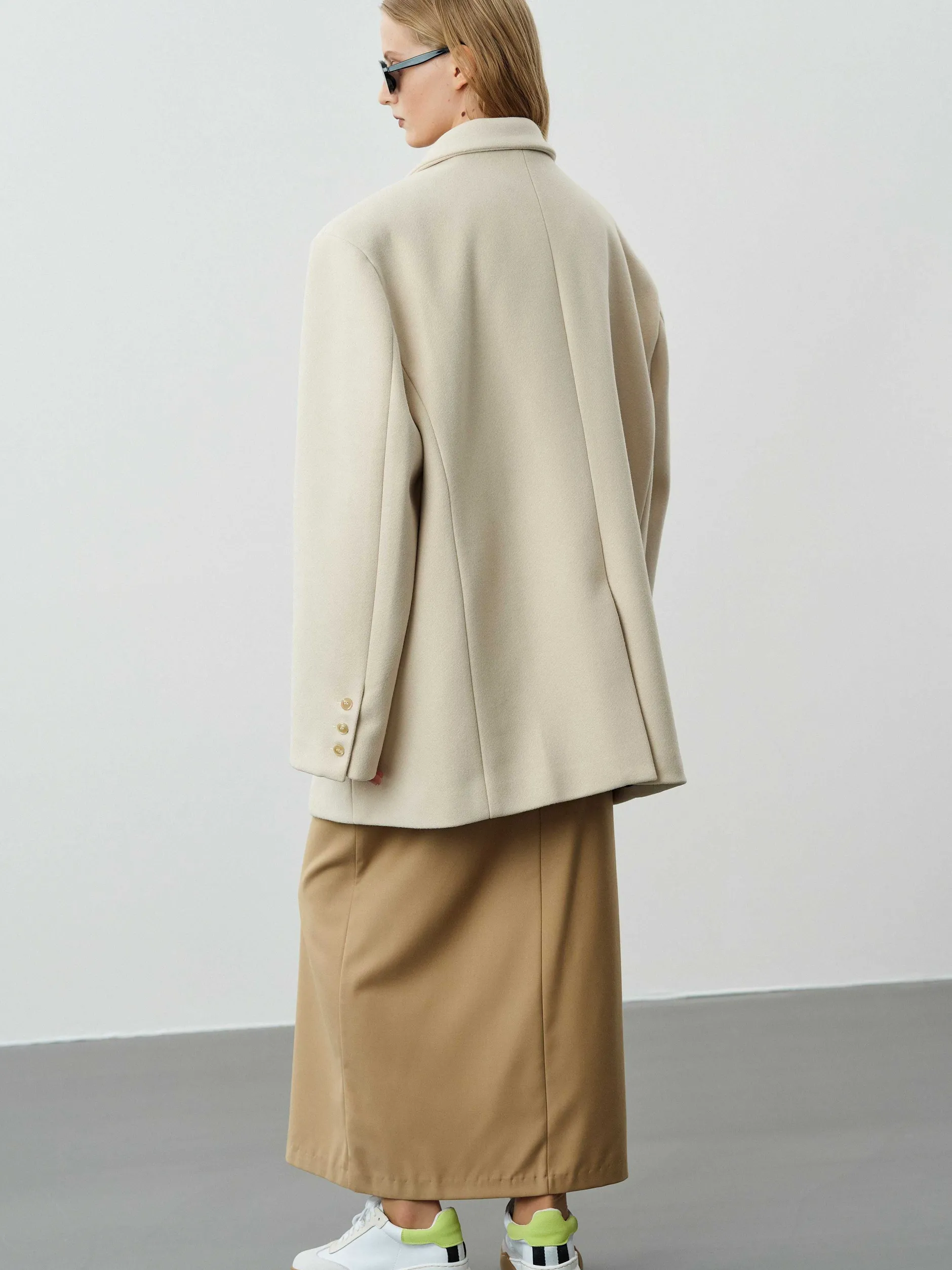 Accessories-Source Unknown Hayk Oversized Boyfriend Blazer, Cream