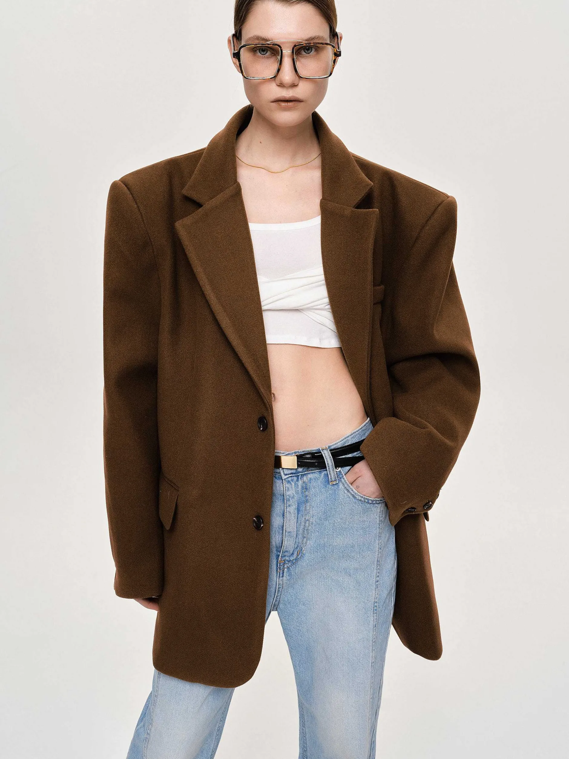 Accessories-Source Unknown Hayk Oversized Boyfriend Blazer, Java
