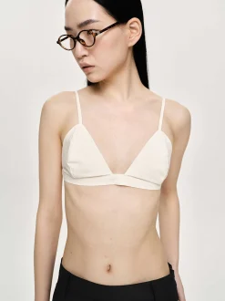 Tops-Source Unknown Heart Neck Cotton Bra Top, Canvas