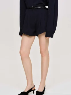 Bottoms-Source Unknown High Rise Angled Shorts, Navy