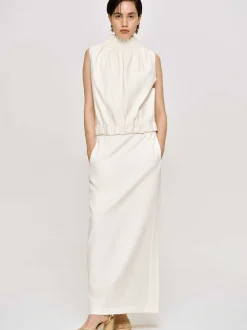 Bottoms-Source Unknown High Rise Fluid Skirt, Ivory