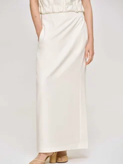 Clothing-Source Unknown High Rise Fluid Skirt, Ivory