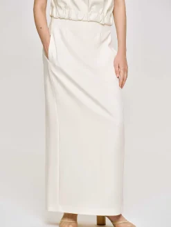 Clothing-Source Unknown High Rise Fluid Skirt, Ivory