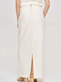 Clothing-Source Unknown High Rise Fluid Skirt, Ivory