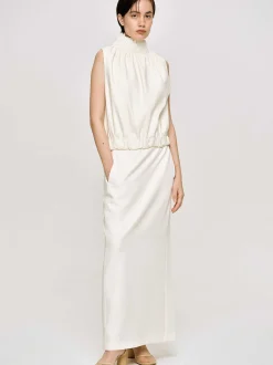 Clothing-Source Unknown High Rise Fluid Skirt, Ivory