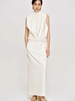 Clothing-Source Unknown High Rise Fluid Skirt, Ivory