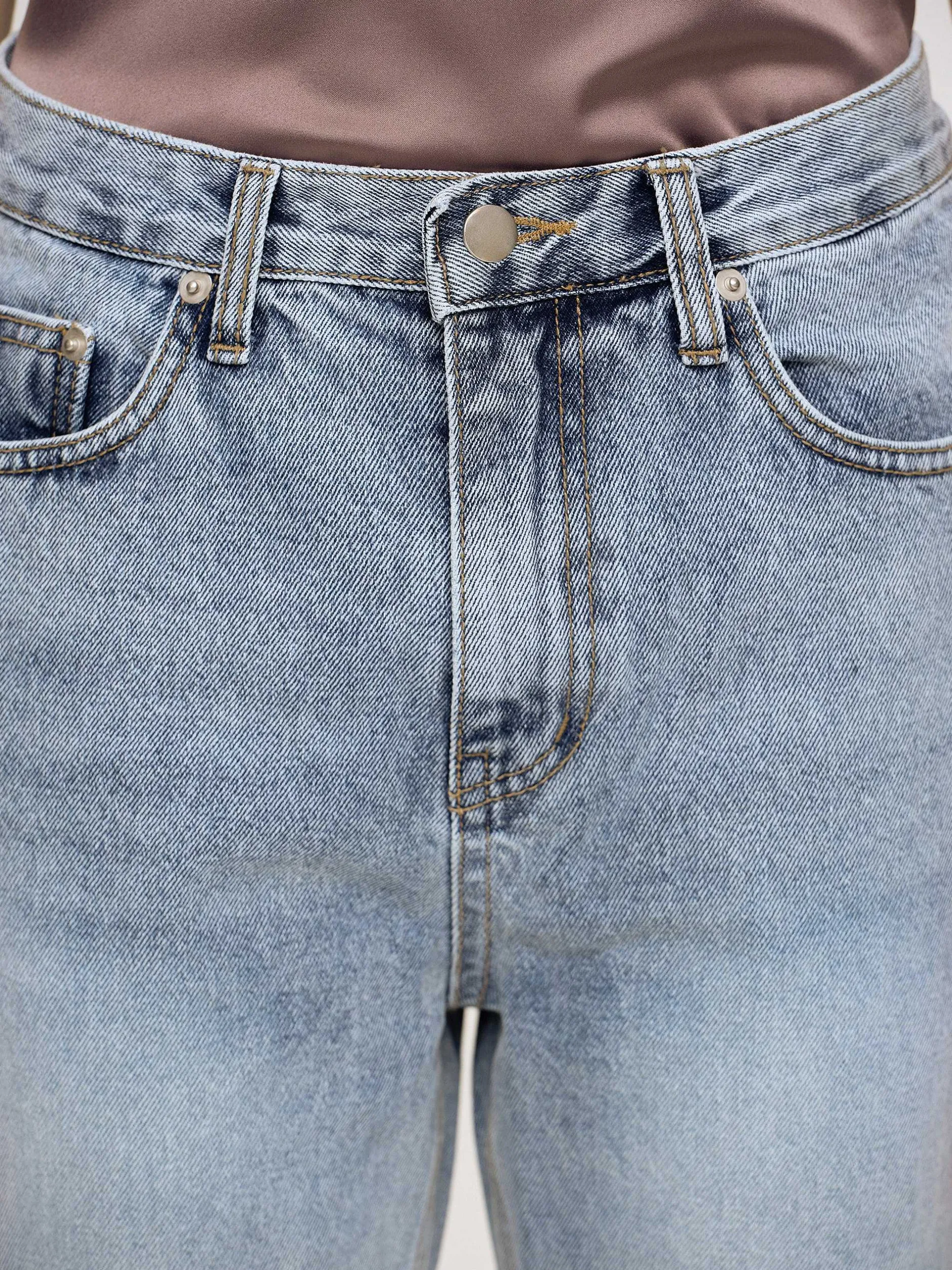 Denim-Source Unknown High-Rise Long Jeans, Ash Blue