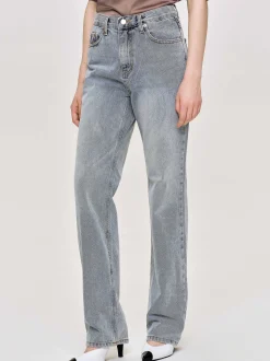 Clothing-Source Unknown High-Rise Long Jeans, Ash Blue
