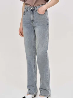 Clothing-Source Unknown High-Rise Long Jeans, Ash Blue