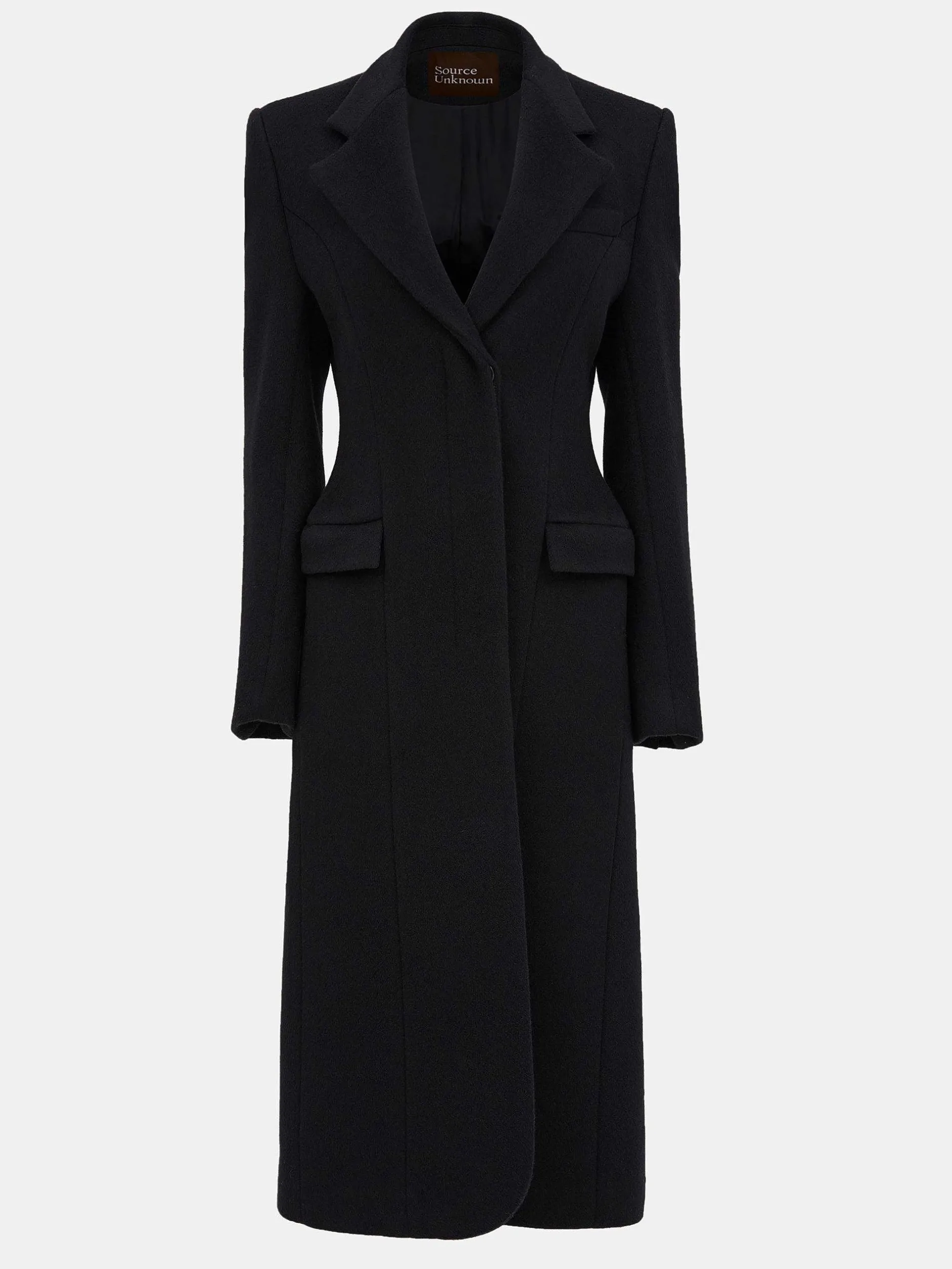 Clothing-Source Unknown Holin Hourglass Coat, Black