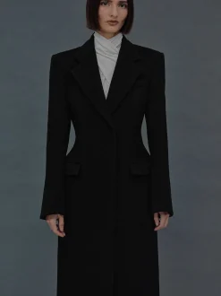 Clothing-Source Unknown Holin Hourglass Coat, Black