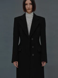 Outerwear-Source Unknown Holin Hourglass Coat, Black