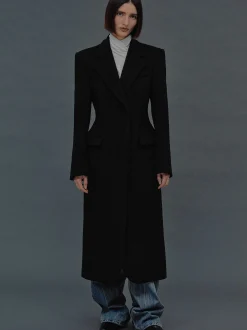 Outerwear-Source Unknown Holin Hourglass Coat, Black