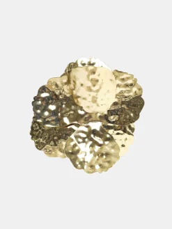 Clothing-Source Unknown Irregular Petal Earrings, Gold
