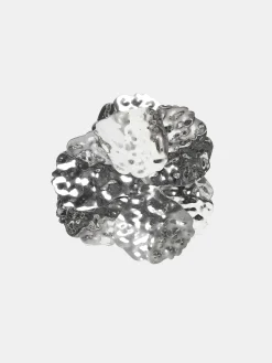 Accessories-Source Unknown Irregular Petal Earrings, Silver