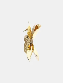 Accessories-Source Unknown Irregular Petal Earrings, Gold