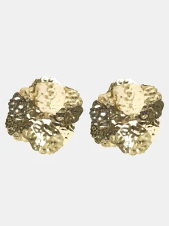 Accessories-Source Unknown Irregular Petal Earrings, Gold