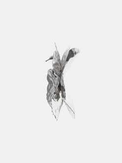 Clothing-Source Unknown Irregular Petal Earrings, Silver