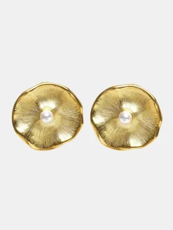 Clothing-Source Unknown Jardin Stud Earrings, Gold