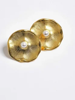 Clothing-Source Unknown Jardin Stud Earrings, Gold
