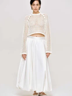 Bottoms-Source Unknown Kaleido Puffball Skirt, White