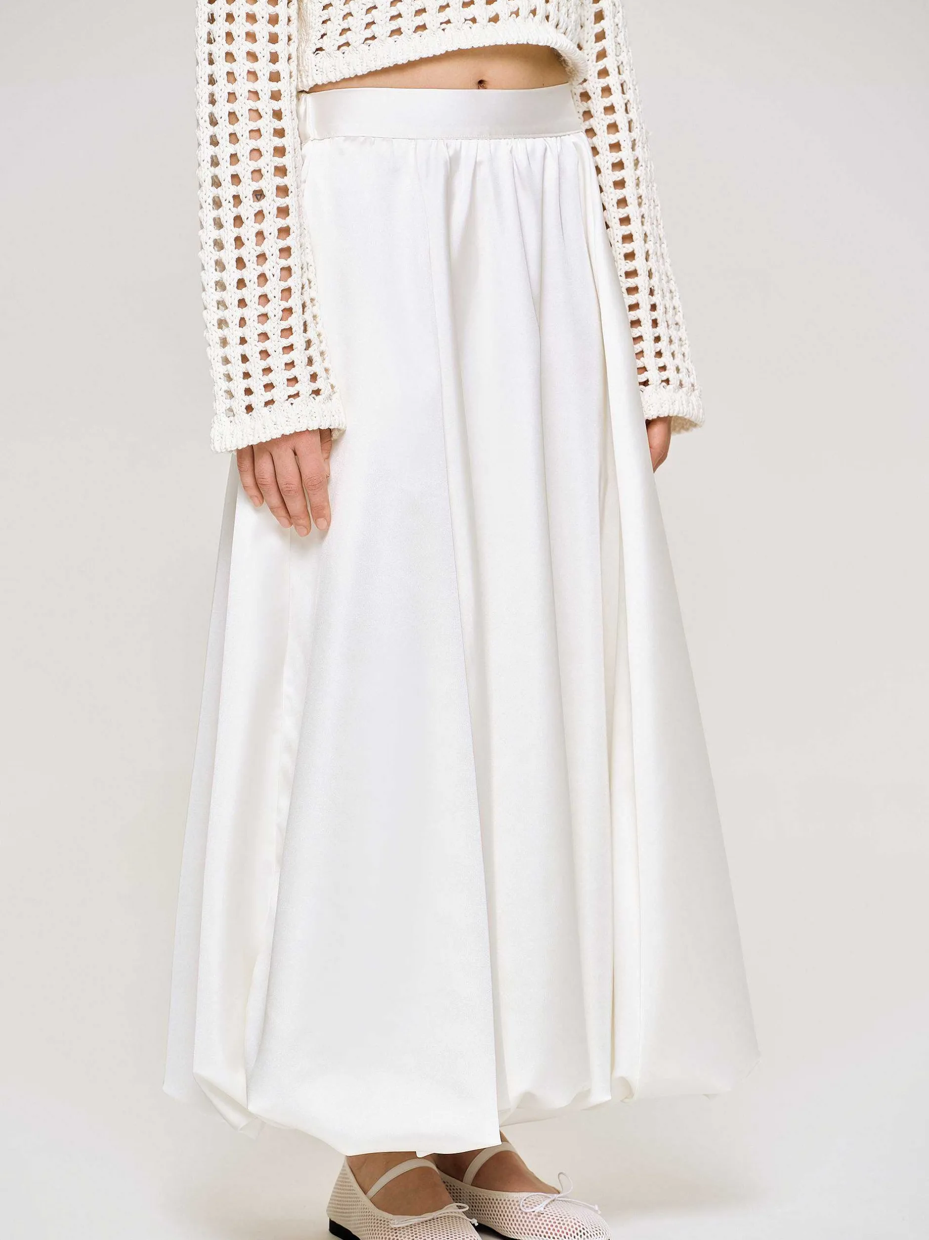 Bottoms-Source Unknown Kaleido Puffball Skirt, White