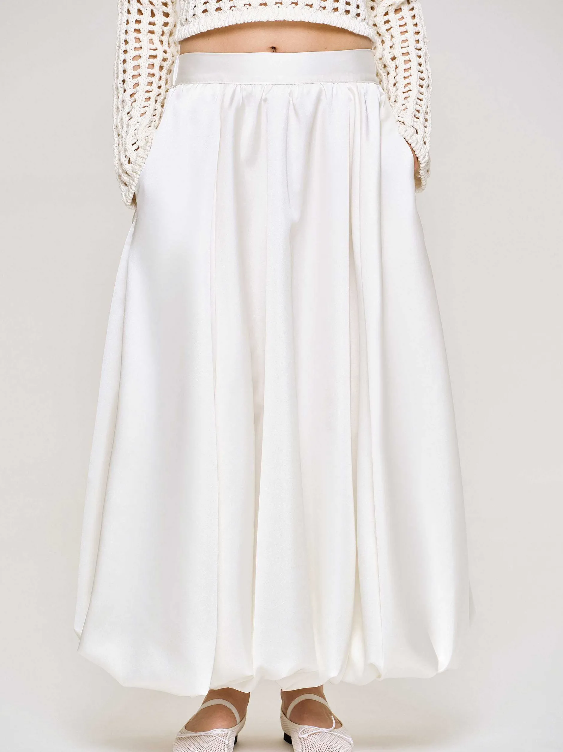 Bottoms-Source Unknown Kaleido Puffball Skirt, White