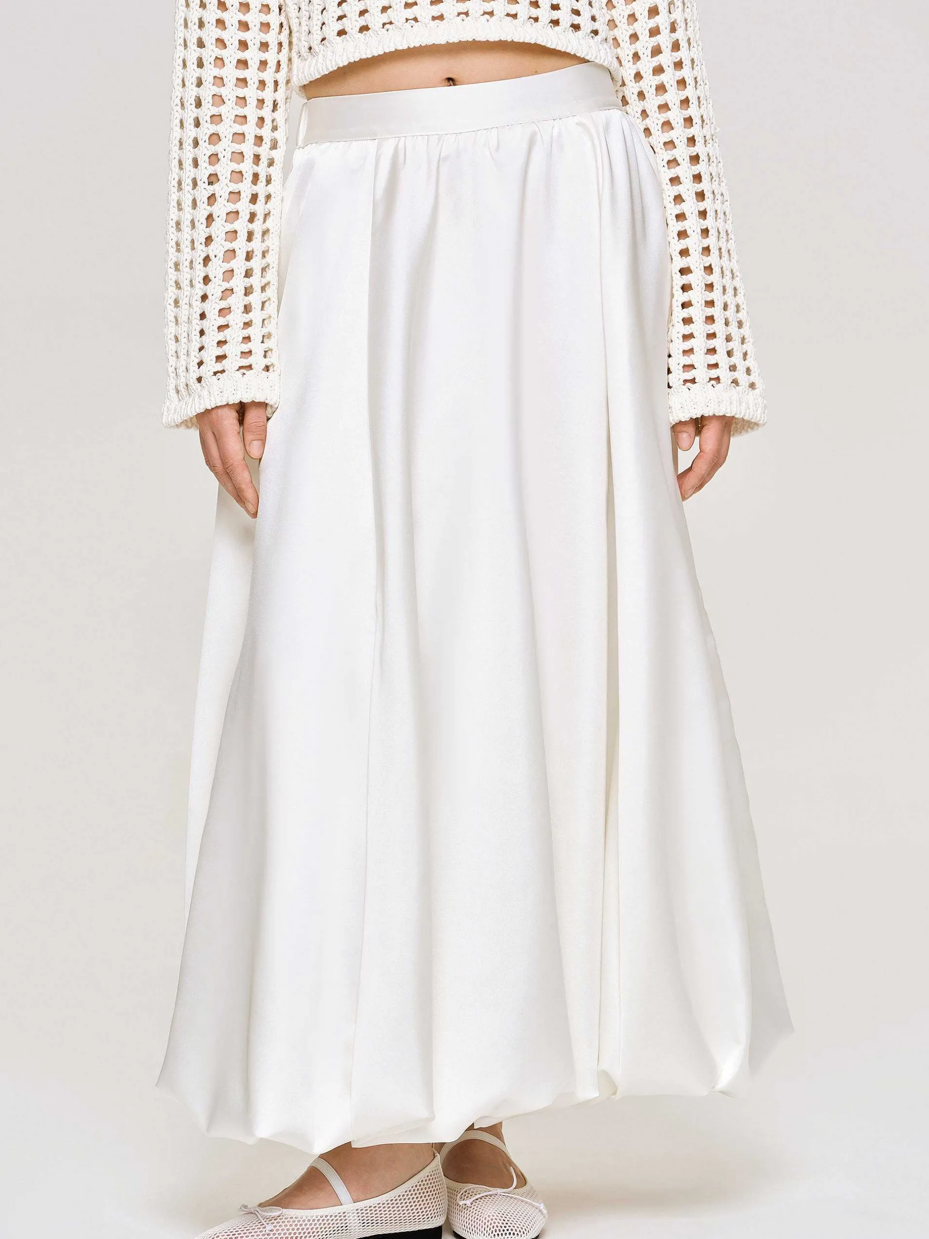 Bottoms-Source Unknown Kaleido Puffball Skirt, White