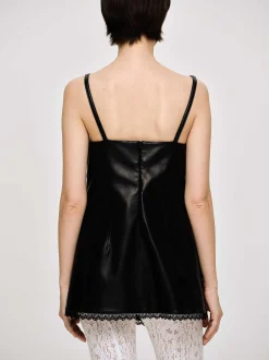 Clothing-Source Unknown Lambskin Bustier Leather Top, Black