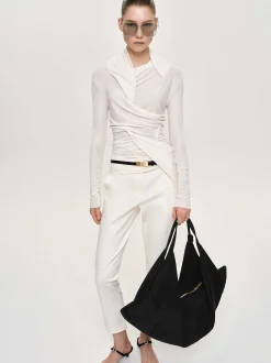 Shoes & Bags-Source Unknown Large Fortune Cookie Bag, Suede Black