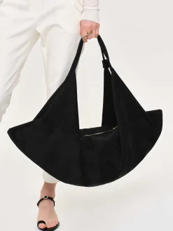 Shoes & Bags-Source Unknown Large Fortune Cookie Bag, Suede Black