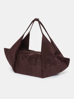 Clothing-Source Unknown Large Fortune Cookie Bag, Suede Brown