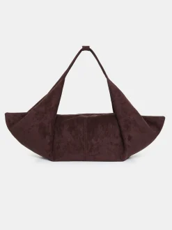 Clothing-Source Unknown Large Fortune Cookie Bag, Suede Brown
