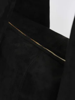 Clothing-Source Unknown Large Fortune Cookie Bag, Suede Black