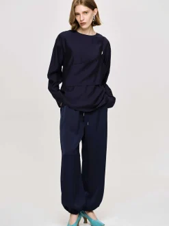 Tops-Source Unknown Layered Blouse, Navy