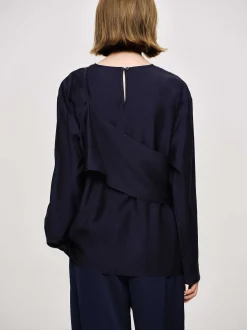 Tops-Source Unknown Layered Blouse, Navy