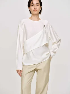 Clothing-Source Unknown Layered Bustier Blouse, Ivory