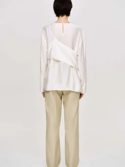 Clothing-Source Unknown Layered Bustier Blouse, Ivory