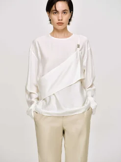 Clothing-Source Unknown Layered Bustier Blouse, Ivory