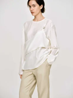 Clothing-Source Unknown Layered Bustier Blouse, Ivory