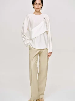 Tops-Source Unknown Layered Bustier Blouse, Ivory