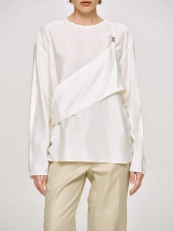 Tops-Source Unknown Layered Bustier Blouse, Ivory