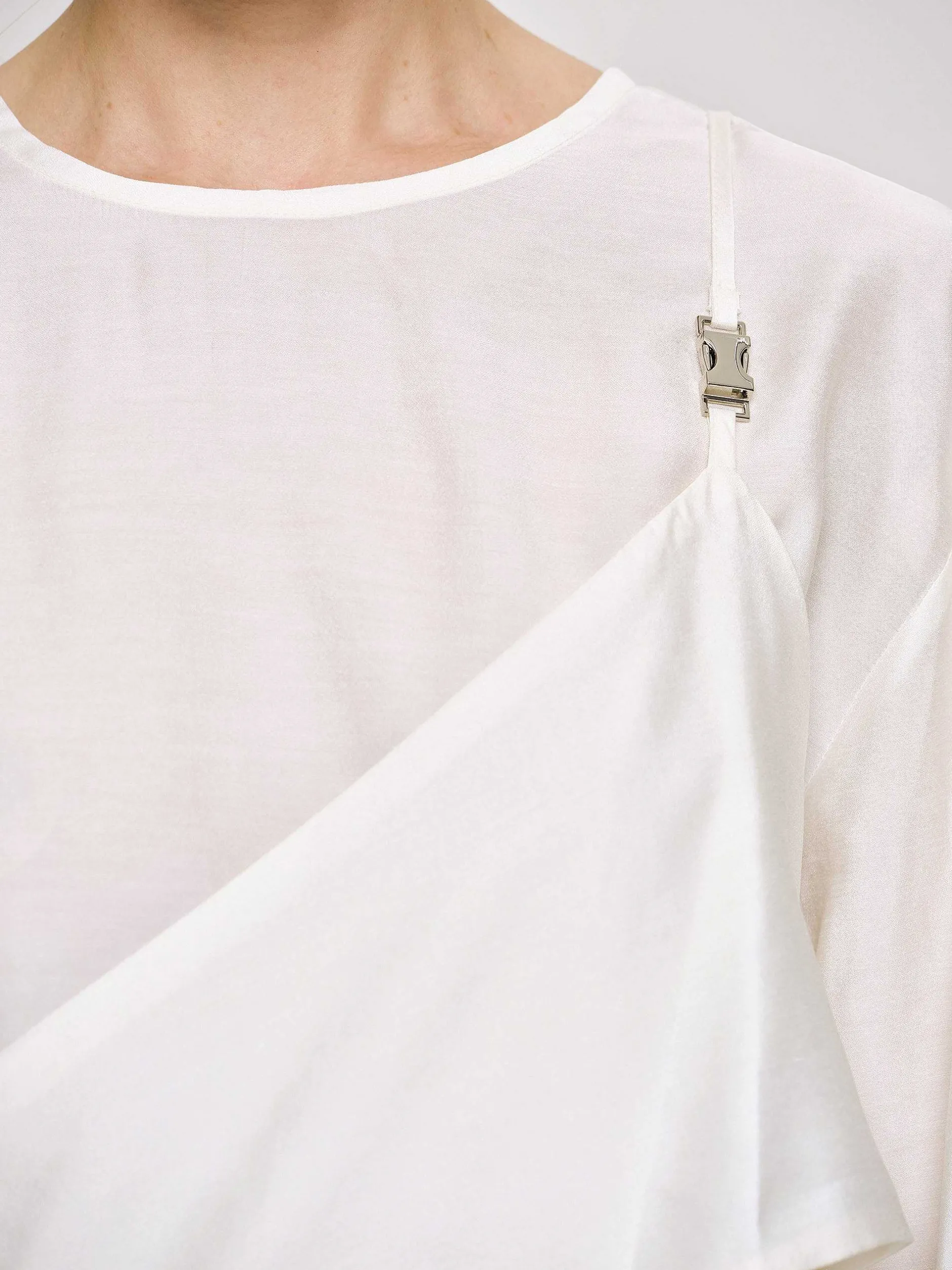Tops-Source Unknown Layered Bustier Blouse, Ivory