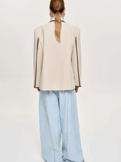 Co-Ords-Source Unknown Leather-Trimmed Blazer, Canvas