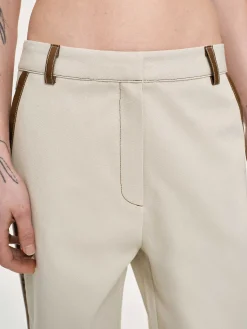 Bottoms-Source Unknown Leather-Trimmed Pants, Canvas
