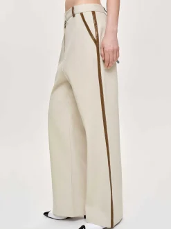 Clothing-Source Unknown Leather-Trimmed Pants, Canvas
