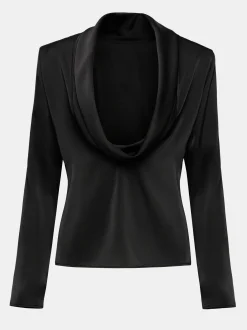 Clothing-Source Unknown Leiva Cowl-Back Blouse, Black