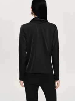 Clothing-Source Unknown Leiva Cowl-Back Blouse, Black